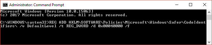Deshabilitar el símbolo del sistema de la política de restricción de software este programa está bloqueado por la política de grupo