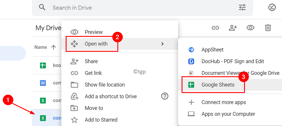 Drive Open Excel mit Google Sheets Min