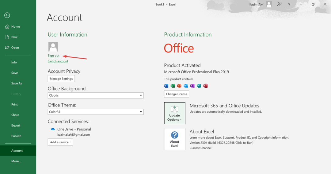 Microsoft 365 が Office アドインの個別の取得を防ぐように構成されているのを修正するためにサインアウトします