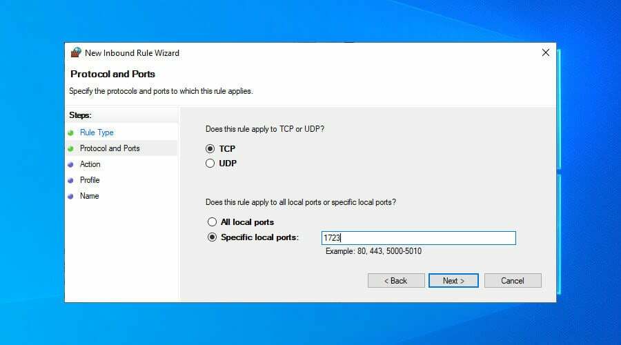 imposer le règlement dans l'entrée du pare-feu dans Windows 10