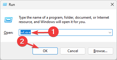 Suorita Windows avaa Windows 11 Terminal