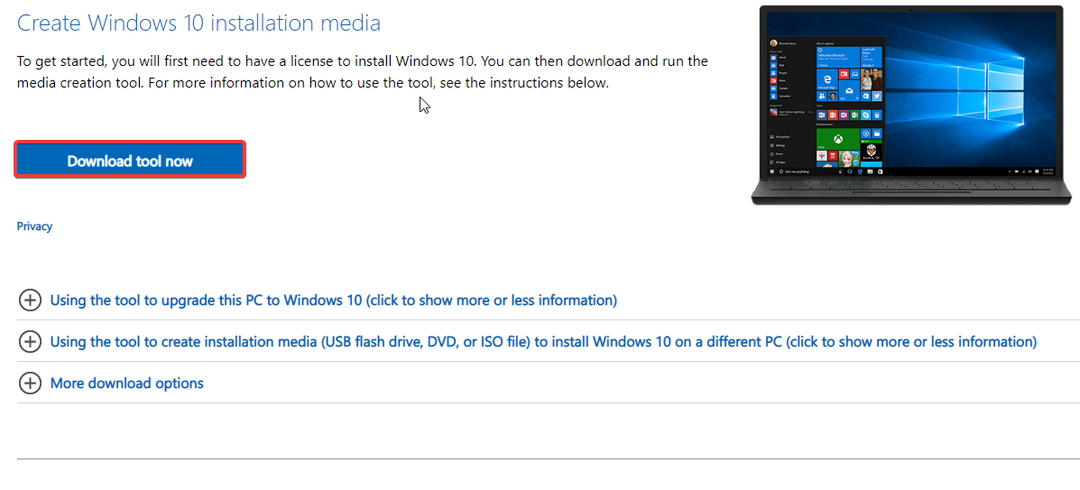 Windows 10 설치 미디어 다운로드
