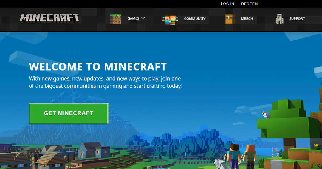 Webová stránka Minecraftu minecraft neotvorí Windows 10