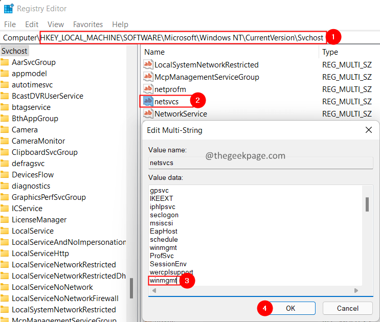 Winmgmt in Netsvc-Registrierungsschlüssel hinzufügen Min