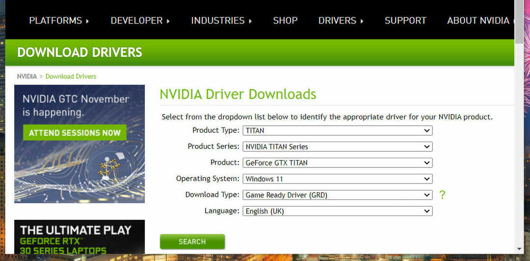 NVIDIA ड्राइवर डाउनलोड मेनू फोर्ज़ा होराइजन 5 विंडोज़ 11 क्रैशिंग