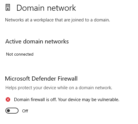 Firewall de rede de domínio