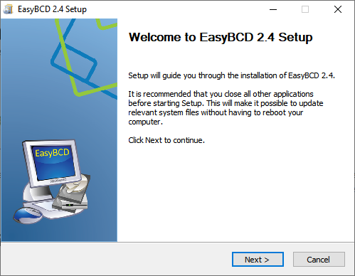 easybcd, lai instalētu Windows jaunā SSD bez USB