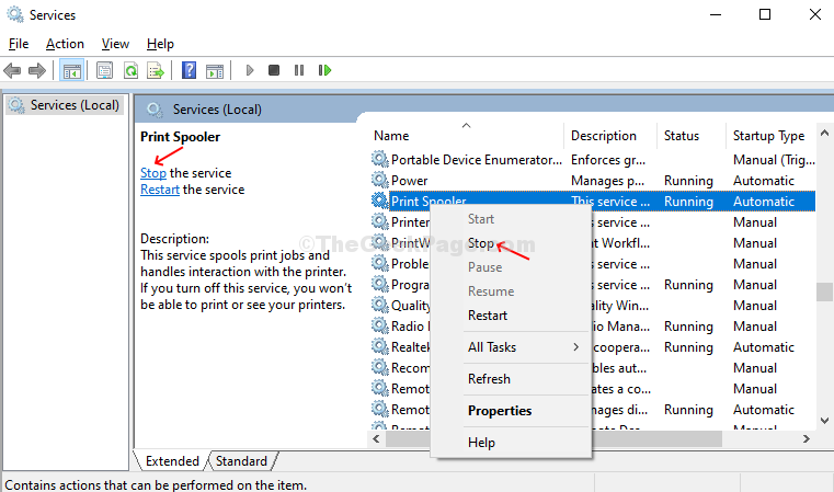 როგორ დავიწყოთ, შევაჩეროთ ან გადატვირთოთ Print Spooler Windows 10-ში