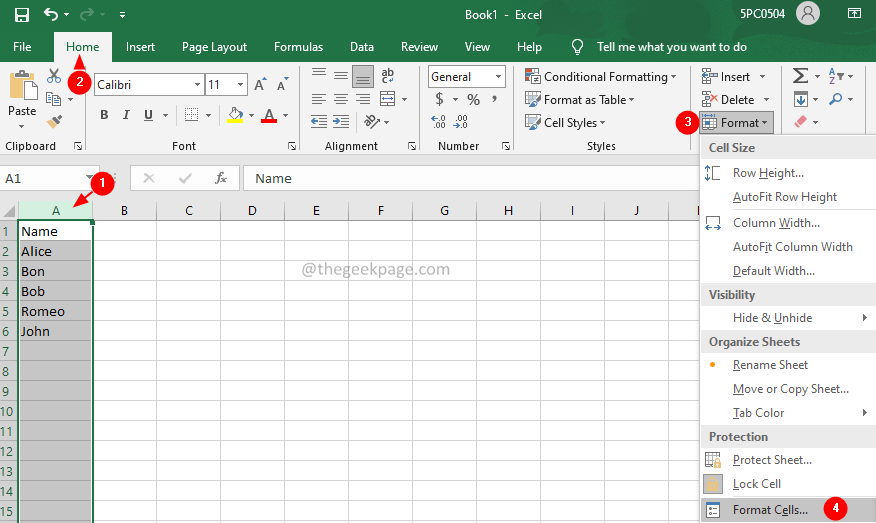 Параметри формату Excel Мін
