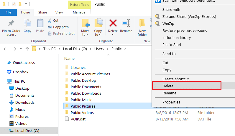 excluir arquivo de conta de convidado do Windows 10