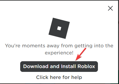 Натисніть «Завантажити та встановити Roblox».