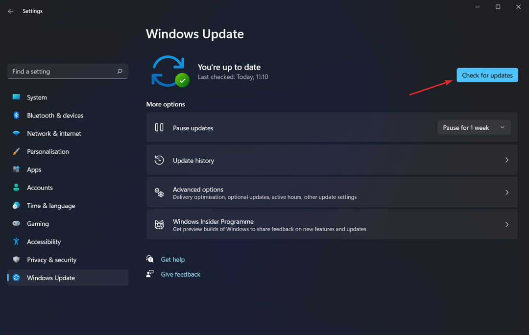 sjekk for oppdateringer Windows 11 dynamisk oppdateringsfrekvens fungerer ikke