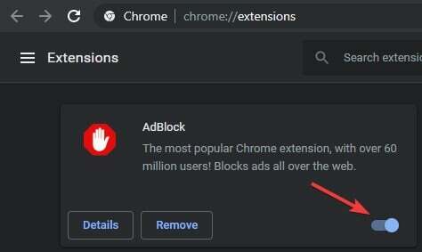 Deshabilitar extensiones en Chrome: el navegador no admite iframes