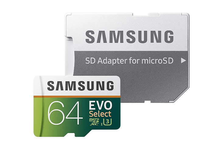 Carte mémoire Samsung 64 Go 100 Mo/s (U3) MicroSDXC Evo Select avec adaptateur