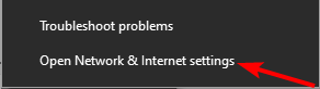 aprire un cavo di rete non è collegato correttamente o potrebbe essere rotto