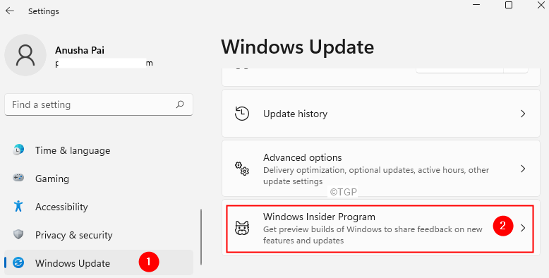 Windowsi värskendus Windows Insideri programm