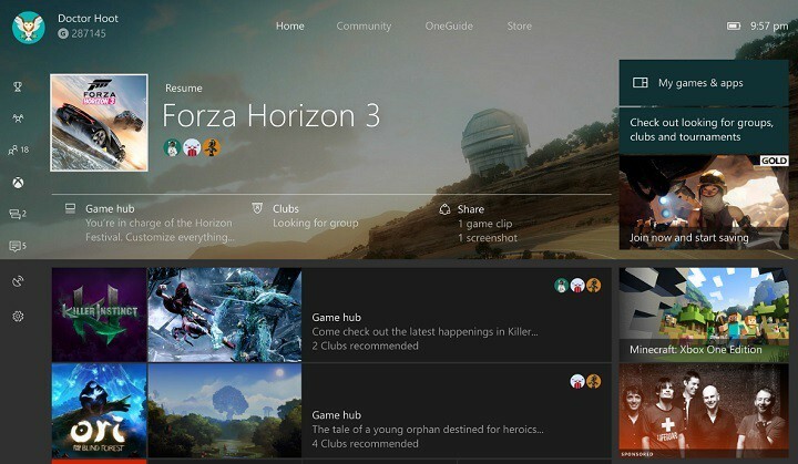 Aktualizace Xbox One Creators Update obsahuje nový vzhled aplikace Home