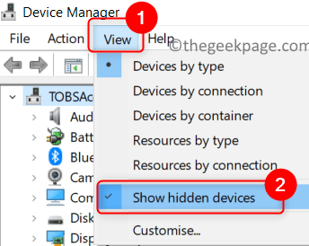 Device Manager View แสดงอุปกรณ์ที่ซ่อนอยู่ Min