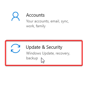 pasirinkite „Atnaujinti ir apsaugoti“, „Windows“ neturi bitloko