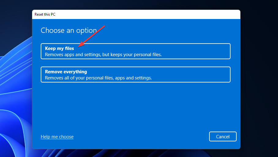 إعادة تعيين نافذة الكمبيوتر الشخصي هذه في Windows 11 بدون صوت