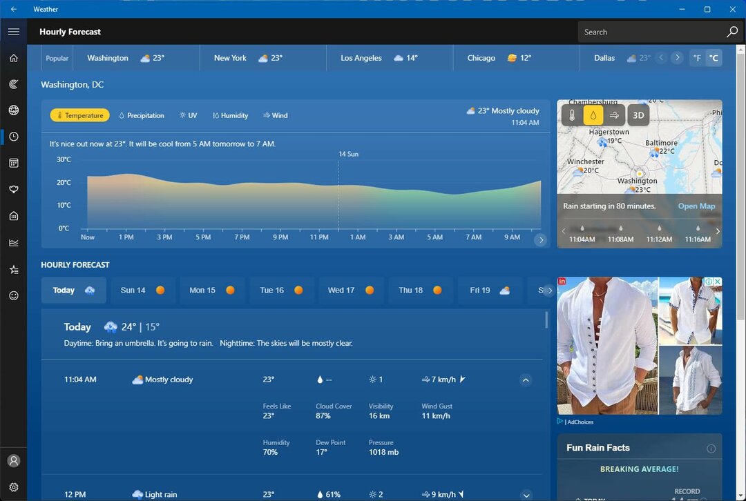 aplicación meteorológica de windows 11 