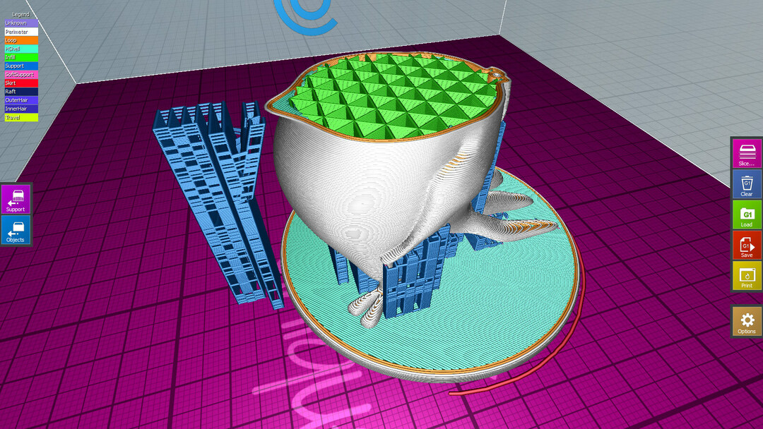 ซอฟต์แวร์การพิมพ์ 3D ตัวแบ่งส่วนข้อมูลการพิมพ์ CraftWare สำหรับ Flashforge Creator Pro