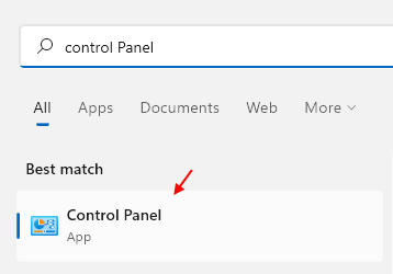 Minuto de pesquisa do painel de controle