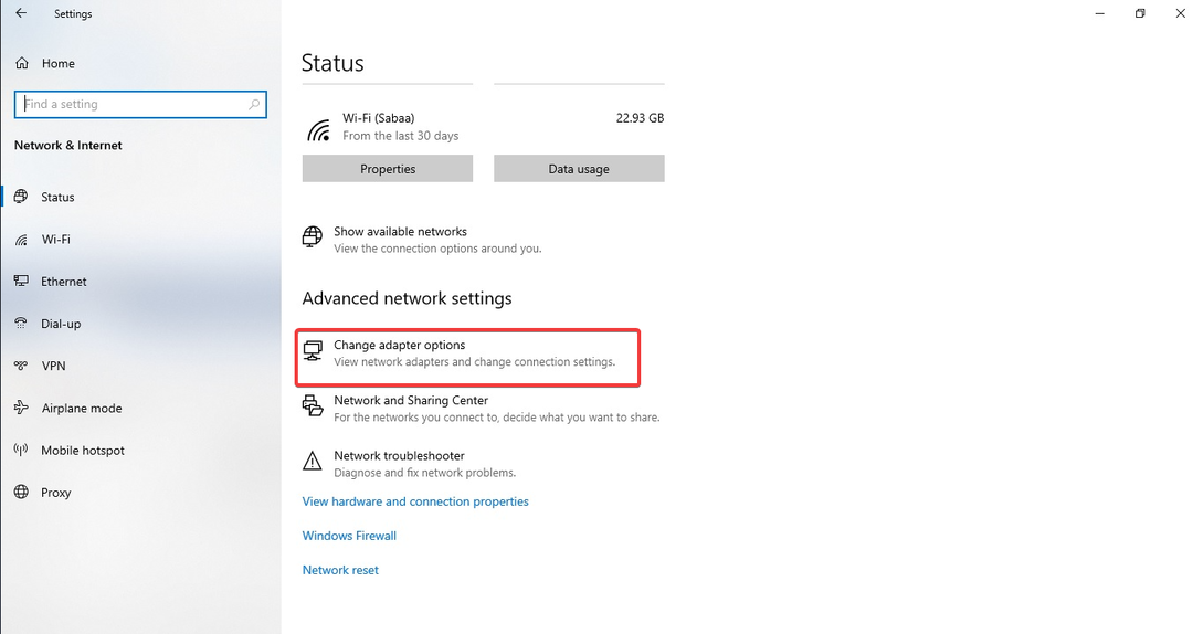 Windows 10 Змінити параметри адаптера