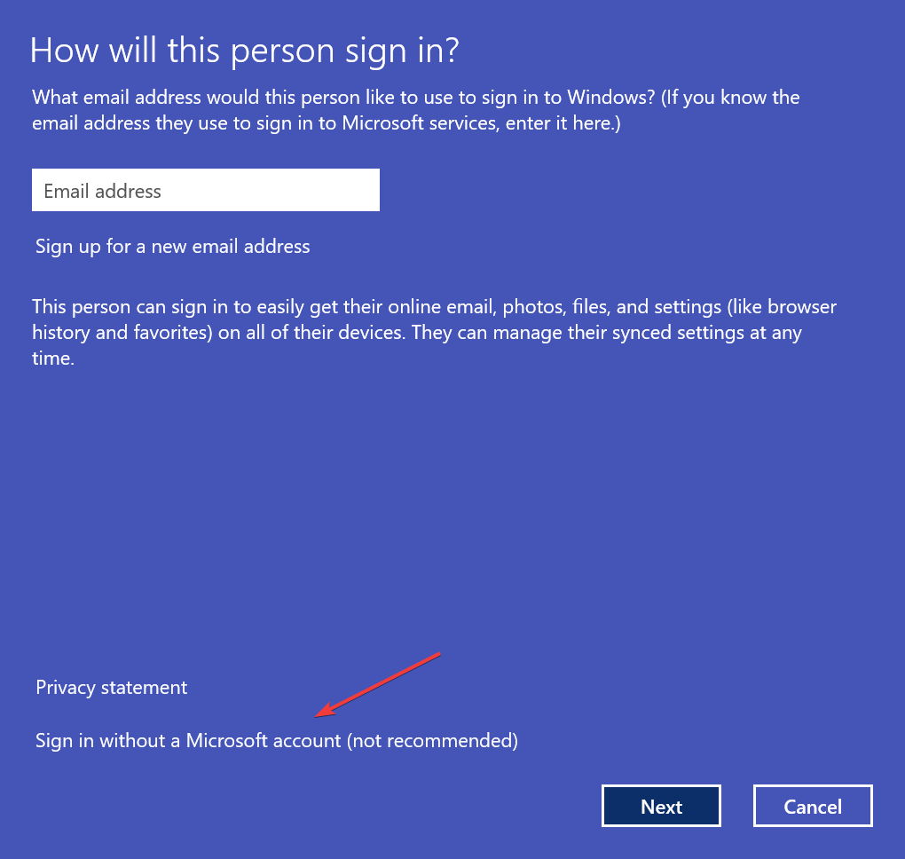 prijavite se bez Microsoft računa