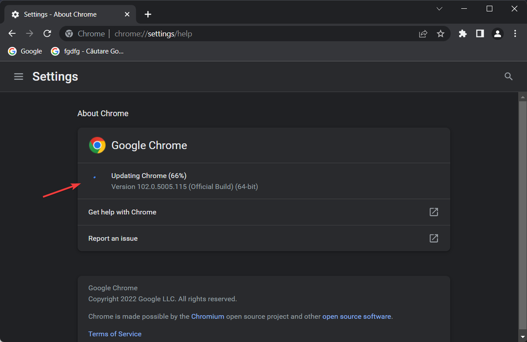 update-chrome Google Chrome ei reageeri