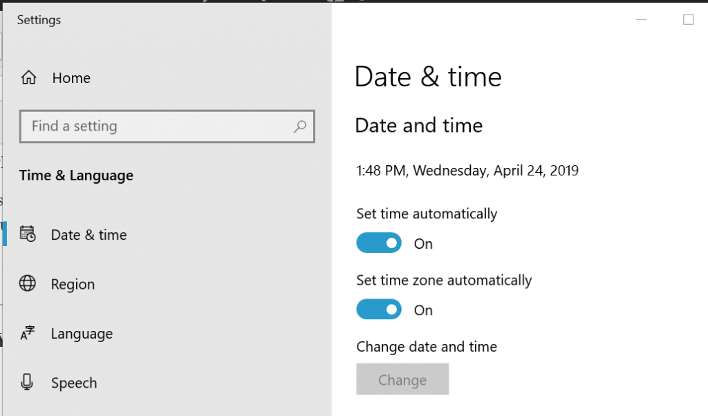 Indstil tidszone og dato - Windows 10
