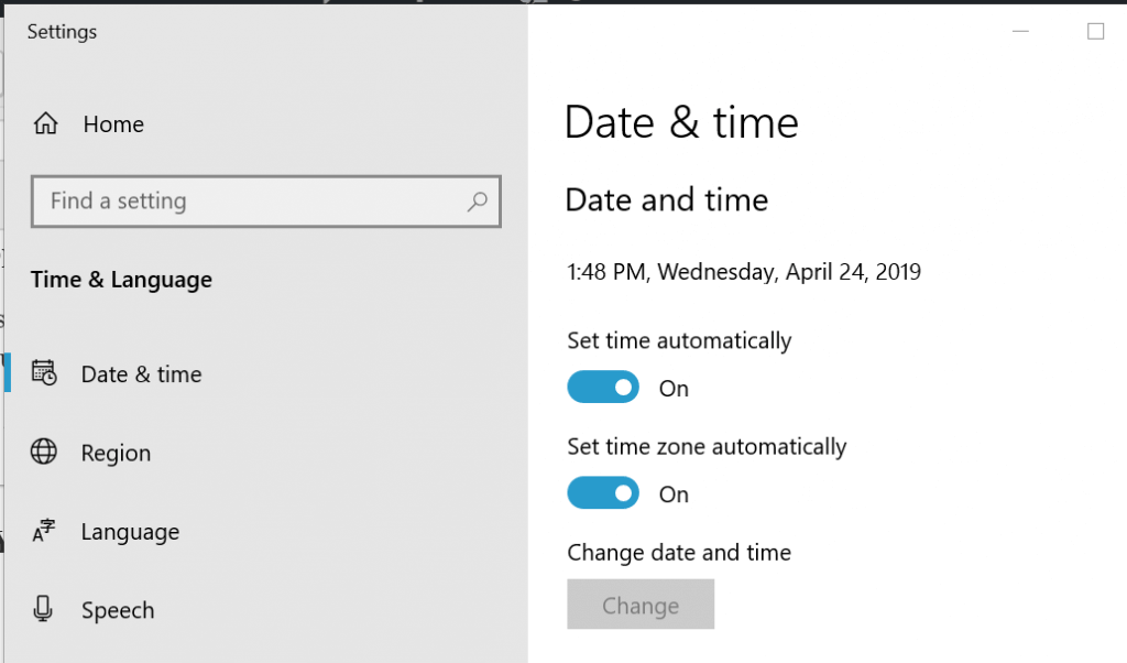 Setați fusul orar și data - Windows 10