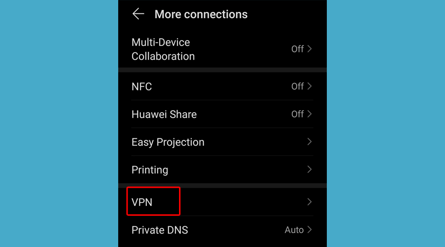 Android viser flere forbindelser VPN