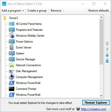 Відновіть посилання на панель керування до меню Win + X у Windows 10