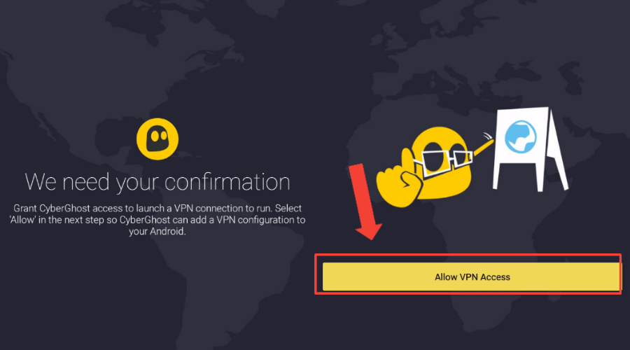 السماح لـ VPN بالوصول إلى cyberghost