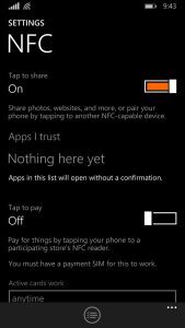 NFC Windows Phone 10: ssä