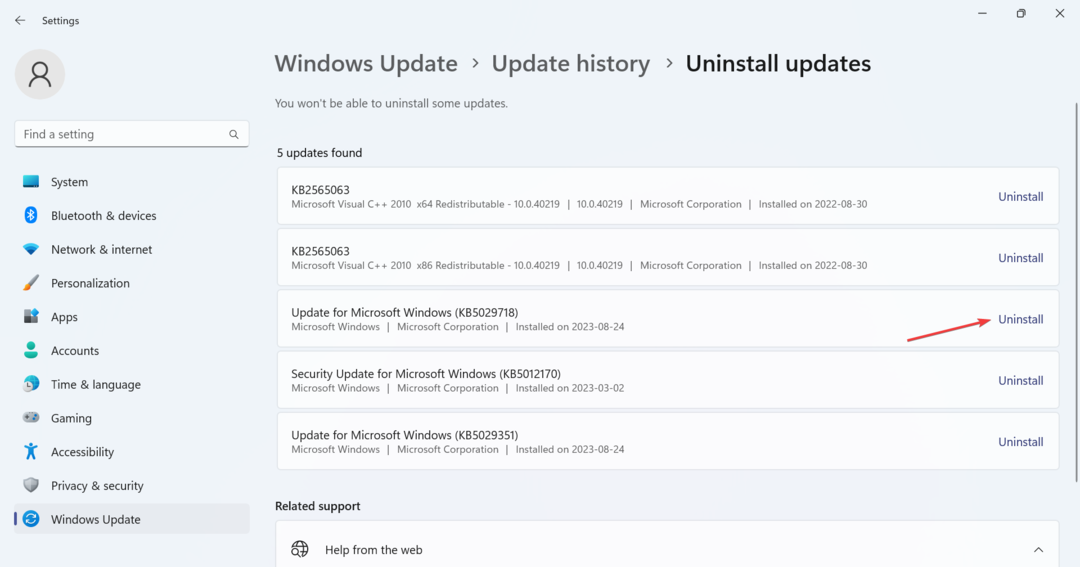 verwijder de update om de voorgrond van Windows 11 Explorer te repareren
