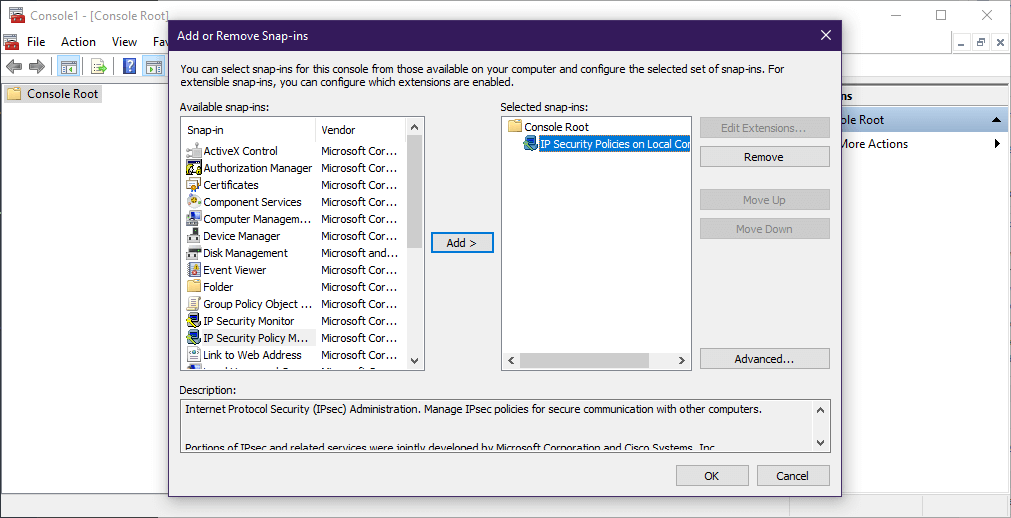 брандмауэр Windows 10 блокирует все кроме одной программы IPSec