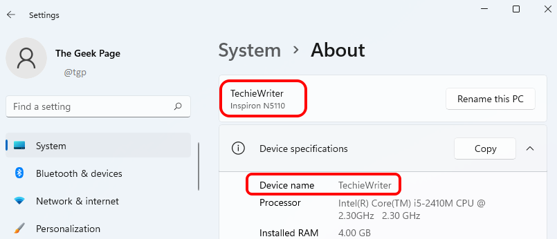 4 maneiras de encontrar o nome do computador no Windows 11