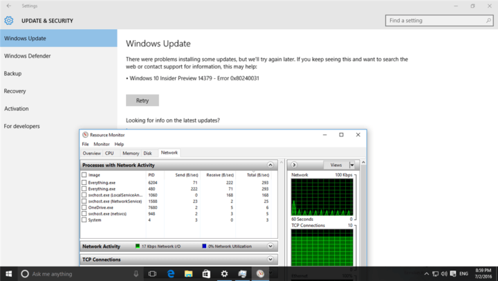 Windows 10 build 14379 problèmes