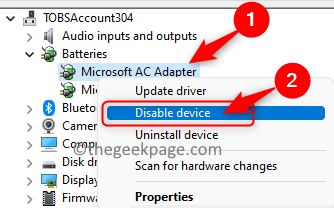 Geräte-Manager Akkus Microsoft AC-Adapter Gerät deaktivieren Min