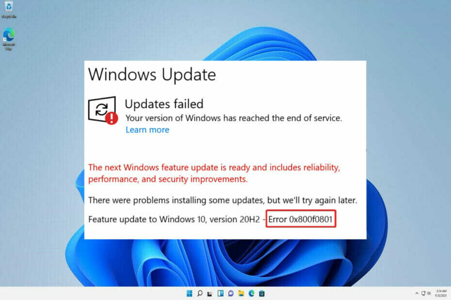 error-800f08 Windows 11 cod de eroare 0x800f0801