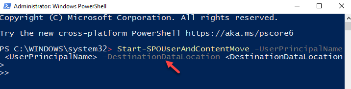 Windows Powershell (ผู้ดูแลระบบ) เรียกใช้คำสั่งด้วย Upn และ Geo Enter