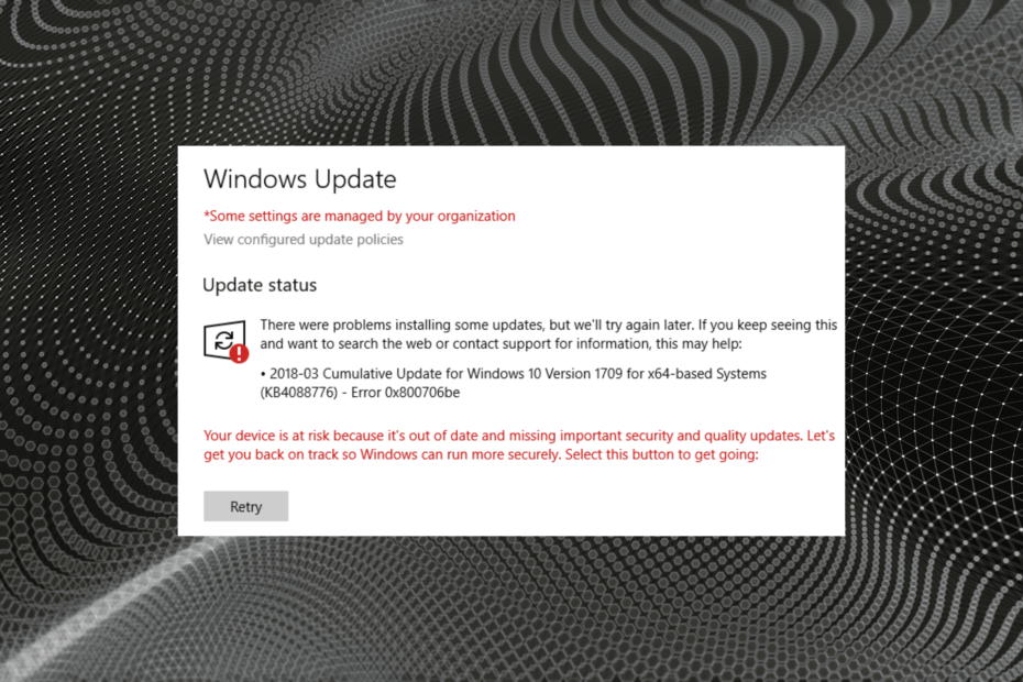 corregir el error de actualización 0x800706be en Windows