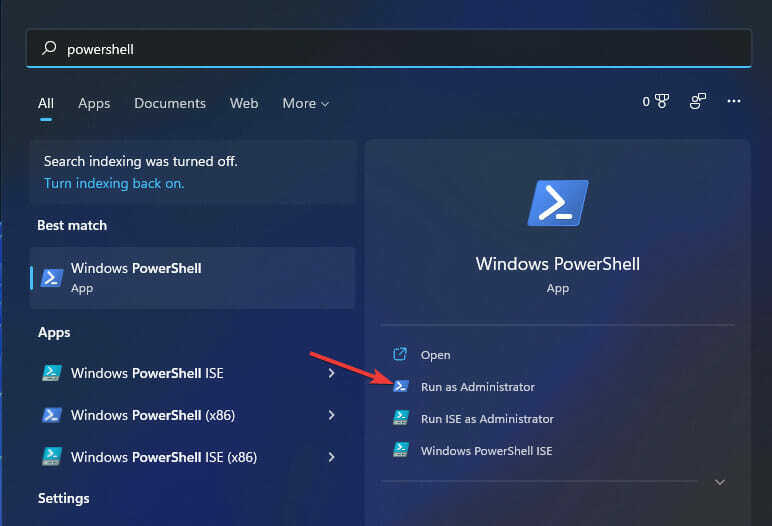 Poštová aplikácia Windows PowerShell pre vyhľadávanie Windows 11 nefunguje