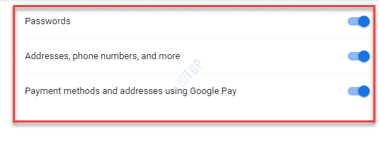 Nustatymai Slaptažodžiai Adresai, telefono numeriai ir kiti mokėjimo metodai bei adresai naudojant „Google Pay“ Įjunkite
