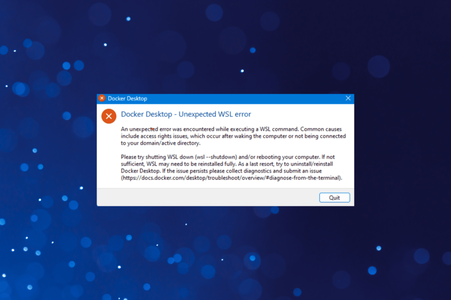 remediați eroarea WSL neașteptată a desktopului docker