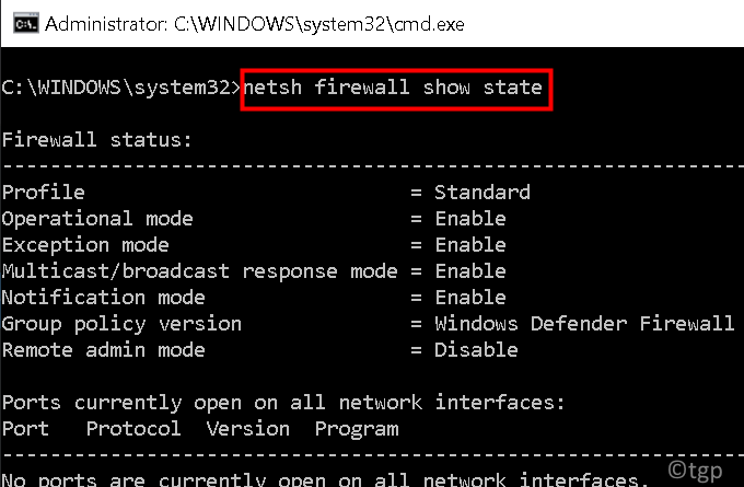 Netsh Command Firewall პორტები მინ
