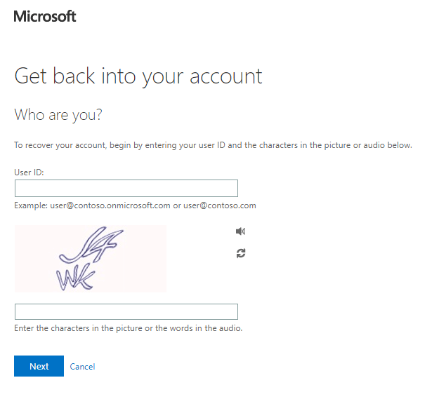 Página de redefinição de conta do BI; Power BI Desktop não faz login