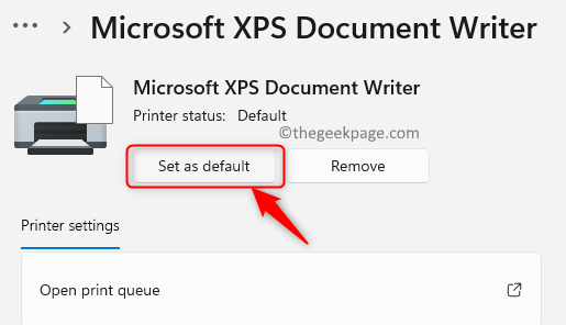Microsoft Xps Printer Set -oletusasetus Windows11 Min
